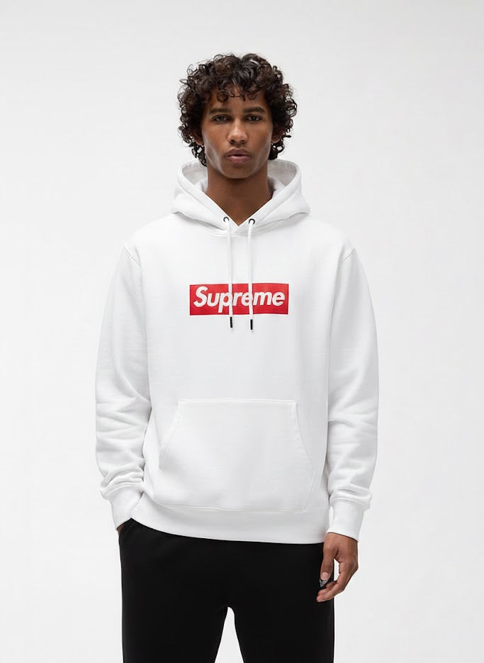 Oversized Supreme White Hoodie 100% Cotton
